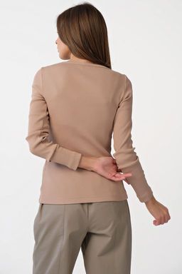 Лонгслив трикотажный с пуговицами из хлопка бордовый - Fly фото 19