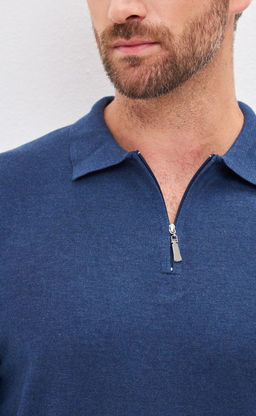 Джемпер мужской с отложным воротником на молнии F121-1581 синий - Fine joyce фото 10