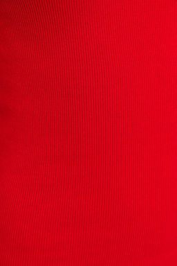 K?rm?z? Fitilli Bodycone/Vucuda Oturan Bisiklet Yaka Esnek Midi Orme Kalem Elbise TWOSS22EL1575