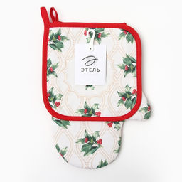 Набор подарочный Этель Christmas melody, варежка 20?28 см, прихватка 19?19 см, хлопок 100%  фото 5