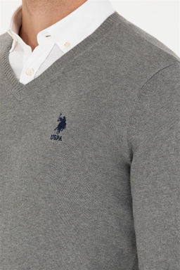 Мужской серый меланжевый базовый свитер Неожиданная скидка в корзине - U.s. polo assn фото 7