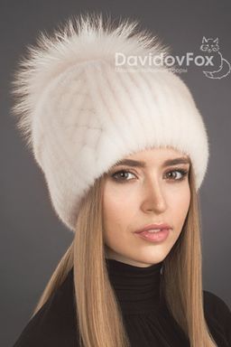 Шапка Буратино норка орнамент жемчуг
