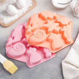 Форма для выпечки Доляна «Морские обитатели», силикон, 26×24×2.5 см, 7 ячеек, бирюзовая