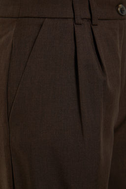Kahverengi Wide Leg/Genis Paca Pilili Dokuma Kumas Pantolon TWOAW22PL0475 Palazzo