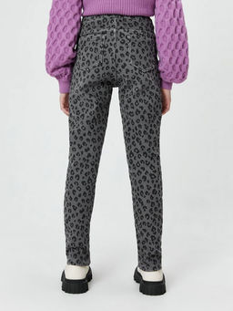 ACOOLA / Брюки джинсовые (утепленные) детские для девочек Lama серый принт  фото 6