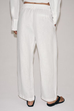 PANTAL?N PLIEGUES LINO ZW COLLECTION / Blanco - Zara фото 3