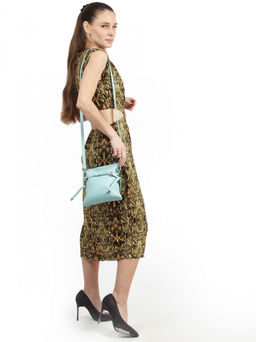 LACCOMA сумка АЛ3020-6-голубой натуральная кожа хлопок фото 3