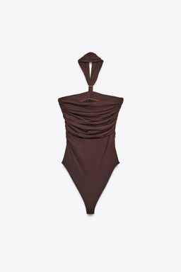 POLYAMIDE HALTER BODYSUIT WITH METAL DETAIL - Zara фото 7