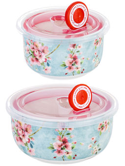 Набор 2 салатников 560 мл 13*13*6,5 см + 260 мл 10,5*10,5*6 см Яблоневый цвет на голубом без зол.к - Elan gallery фото 24