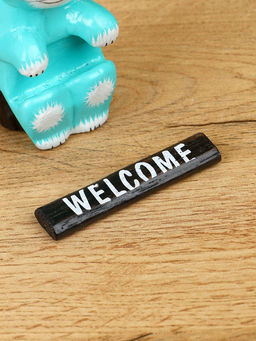 Сувенир «Кот с табличкой WELCOME», 8×4×10 см, дерево, бирюзовый