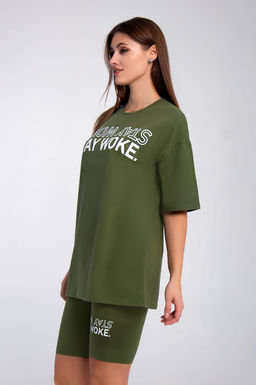 Арт. 5733 Костюм с велосипедками 42-50 (5 шт) Цвет:верх-хаки, низ-хаки