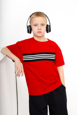 Футболка с лампасом, красная