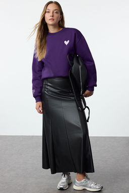 Mor Nak?sl? Regular/Normal Kal?p Kal?n Ici Polarl? Orme Sweatshirt TWOAW25SW00176