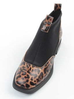 01-B44B-81PC BROWN/LEOPARD Ботинки демисезонные женские (натуральная кожа, текстиль, байка) - Фабричный китай фото 6