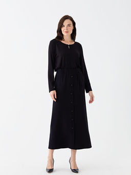 Beli Lastikli D?z Keten G?r?n?ml? Kad?n Etek