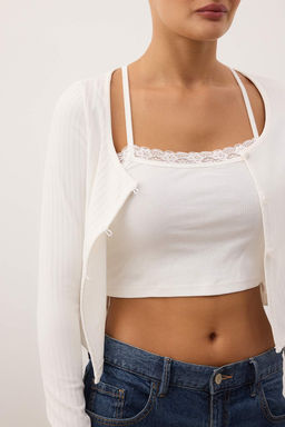 Beyaz Ikili Bluz/H?rka Fitted/Vucuda Oturan Orme Bluz TWOAW26BZ00309 - Trendyolmilla фото 4