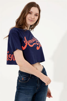 U. S. Polo Assn Женская темно-синяя укороченная футболка с круглым вырезом - U.s. polo assn фото 9