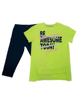 CRB wear/CSJG 90104-36-322 Комплект для девочки (платье типа туника, бриджи),лайм/Ex.Cherubino