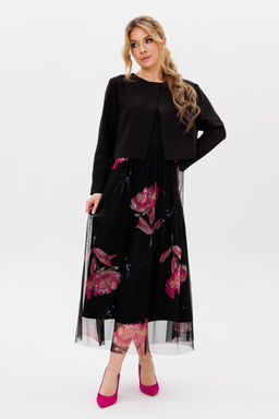 Платье AmberA 1113 черный/фуксия