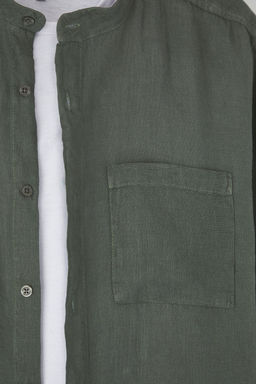 Trendyolmilla Man Haki Limited Edition %100 Keten Oversize Fit Gomlek TMNSS25GO00058  фото 6