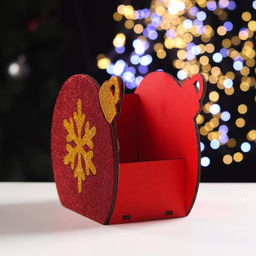 Ящик подарочный деревянный блестящий «Шар снежинка», красный, упаковка, 18.8×9.8×15.5 см
