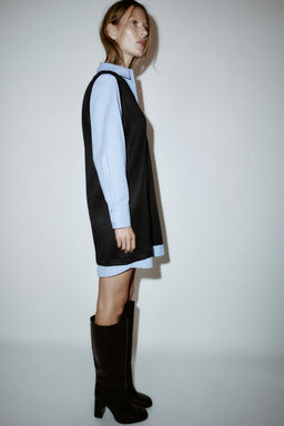 POPLIN COMBINED MINI DRESS - Zara фото 3