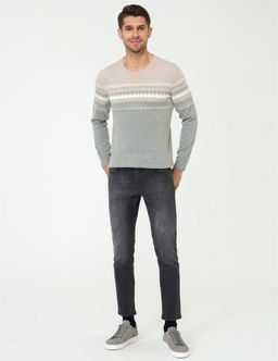 A__k Gri Melanj Slim Fit Fermuarl_ Triko H_rka