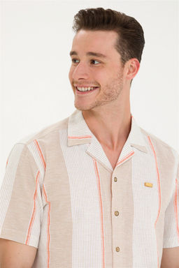 U. S. Polo Assn / Мужская рубашка Camel с коротким рукавом - U.s. polo assn фото 9