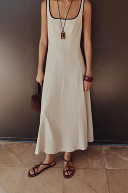 MIDI DRESS WITH CONTRAST PIPING - Zara фото 4