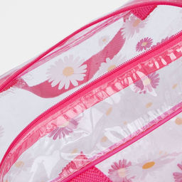 Цена за 2 шт. Косметичка-сумка на молнии для бассейна, большая, с ручками, с принтом Ромашки, розовая - Simaland фото 3