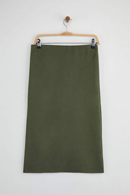 Haki Suet Midi Kalem Orme Etek TWOAW26ET00018 - Trendyolmilla фото 5