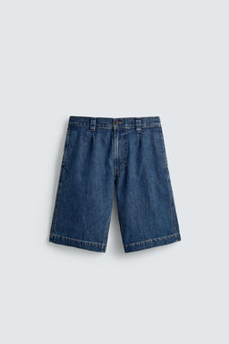 PLEATED RELAXED FIT DENIM BERMUDA SHORTS - Zara фото 8
