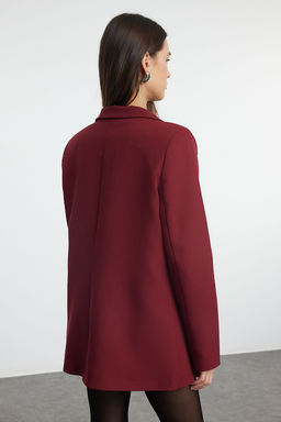 Bordo Regular Astarl? Kruvaze Kapama Dokuma Blazer Ceket TWOAW21CE0264