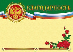 Цена за 10 шт. Благодарность Знак почета ГОСУДАРСТВЕННАЯ СИМВОЛИКА, ГОРИЗОНТАЛЬНАЯ А4, цв. рамки: дизайн, тисн. фольгой и конгрев