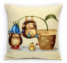 Веселый ёжик Колокольчик- гобеленовая наволочка 45х45см