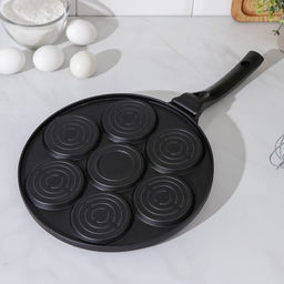 Сковорода-оладница Ribbed, d=26 см, пластиковая ручка, литой алюминий, чёрная - Simaland фото 3