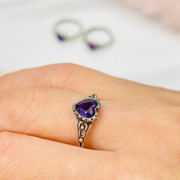 Кольцо регулируемое с камнем Аметист