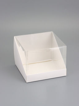 Коробка под бенто-торт, белая, с прозрачной крышкой, 18×18×14 см