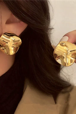 Серьги с эффектом мятого металла Круг  + Подарок