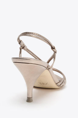 LEATHER KNOTTED STRAPPY SANDALS - Zara фото 14