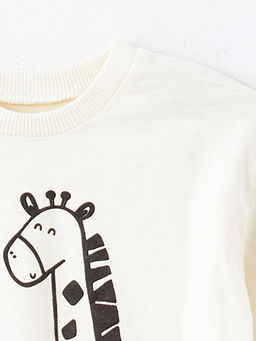 Bisiklet Yaka Uzun Kollu Bask?l? Erkek Bebek Ti??rt ve E?ofman Alt 2li Tak?m - Waikiki фото 3