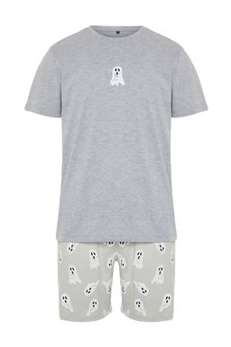 TRENDYOL MAN Gri Bask?l? Regular Fit Orme Sortlu Pijama Tak?m? TMNSS24PT00024 - Trendyolmilla фото 7