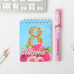 Подарочный набор, блокнот и ручка пластик С 8 марта - Artfox фото 3