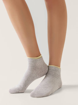 Цена за 2 пары Носки короткие Conte Elegant, светло-серый-желтый  *** АКЦИЯ Только до 03.05.