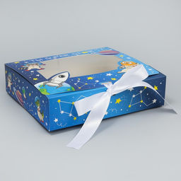 Цена за 5 шт. Коробка подарочная складная с пластиковым окном, упаковка, «Космос», 20×18×5 см