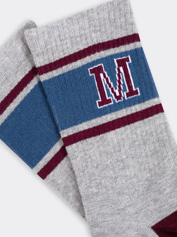 Цена за 5 пар! Носки мужские серые с рисунком в виде буквы М - Mark formelle фото 4