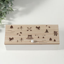 Шкатулка для чая с делениями «Лесные звери», дерево, 23×9×8.3 см