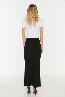 TRENDYOLMILLA Ac?k Antrasit Y?rtmac Detayl? Vucuda Oturan Yuksek Bel Fitilli Esnek Maxi Orme Etek TWOSS22ET0449  фото 5