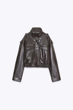 SHORT FAUX LEATHER JACKET - Zara фото 14