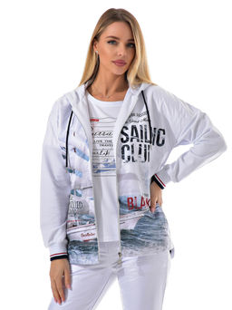 Толстовка из футера комбинированного с принтованной плащевой тканью - А+б коллекция фото 111